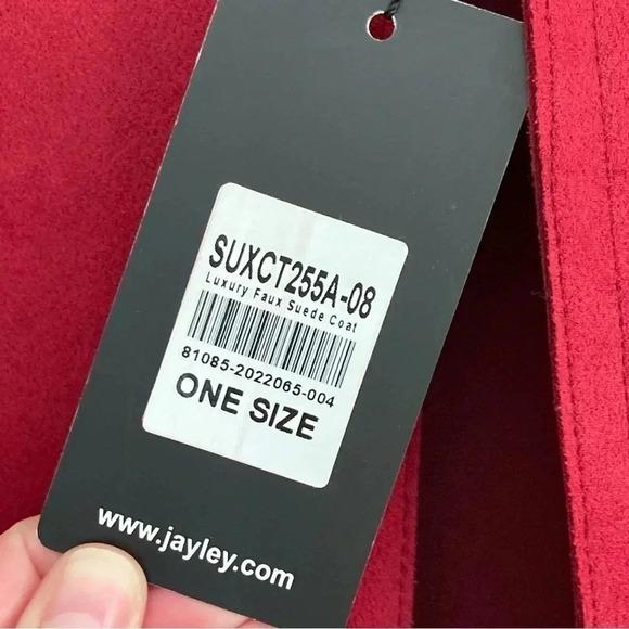 JAYLEY Red Luxury Faux Suede Jacket New One Size - Picture 4 of 9